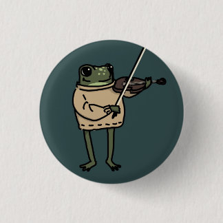 Muziekspeld Pin met Vioolspelende Kikker Ronde Button 3,2 Cm
