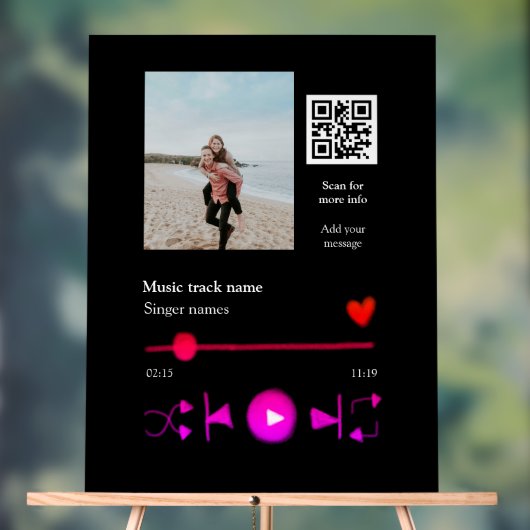 Muziekspeler gepersonaliseerd paar liefde q code t acryl bord (Neutraal)