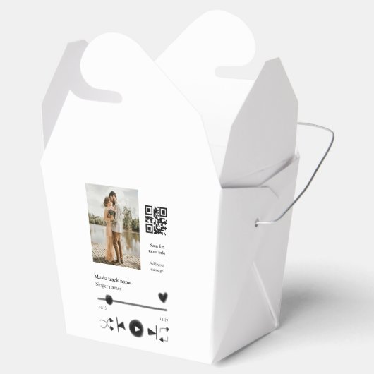 Muziekspeler gepersonaliseerd paar liefde q code t bedankdoosjes (Geopend)