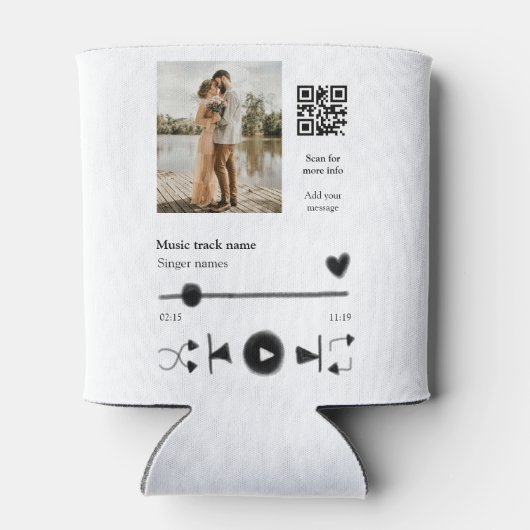 Muziekspeler gepersonaliseerd paar liefde q code t blikjeskoeler (Achterkant)