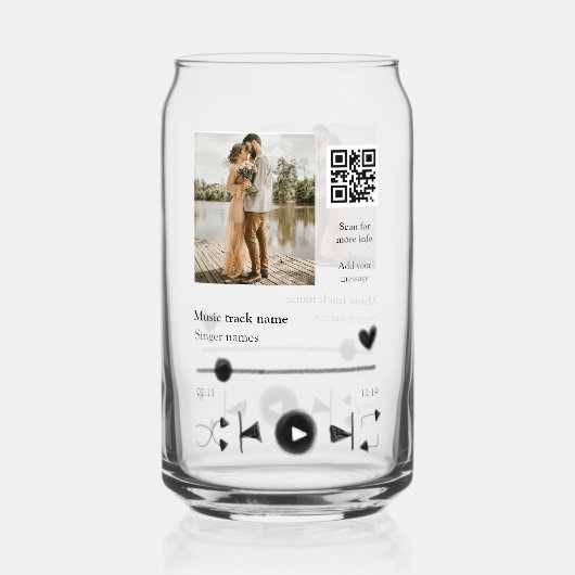 Muziekspeler gepersonaliseerd paar liefde q code t blikvorm glas (Voorkant)
