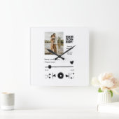 Muziekspeler gepersonaliseerd paar liefde q code t vierkante klok (Huis)