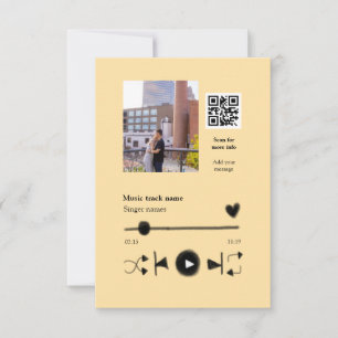 Muziekspeler gepersonaliseerde koppel liefde q r c bedankkaart