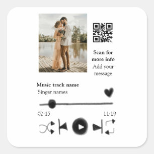 Muziekspeler gepersonaliseerde koppel liefde q r c vierkante sticker