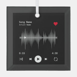 Muziekspeler Kunstenaar en Song Gepersonaliseerd z Glas Ornament