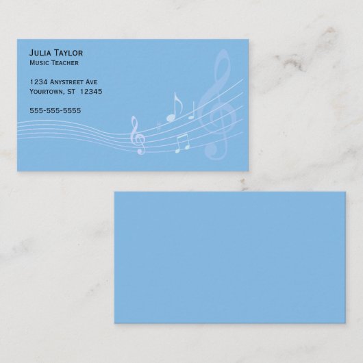 Muziekstaf zwaait muziekleraar visitekaartje (Voorkant / Achterkant)