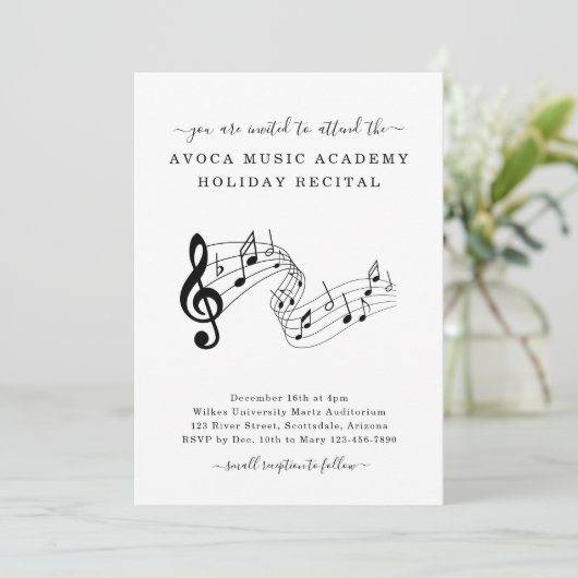 Muziekstudio Piano Viool Stem Recital Uitnodiging (Staand voorkant)