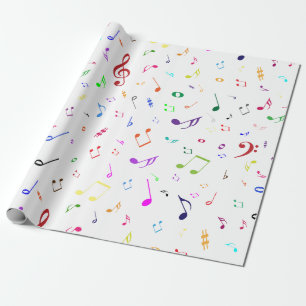Muzieksymbolen in regenboogkleuren cadeaupapier