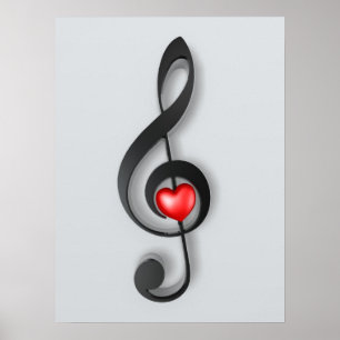 muzieksymbool en heerlijk hart poster