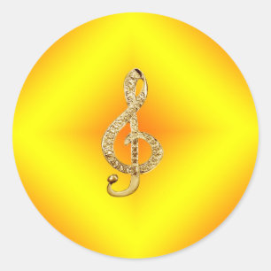 Muzieksymbool G-clef Ronde Sticker