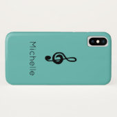 Muzieksymbool Treble Clef Blauwgroen Green Case-Mate iPhone Case (Achterkant (horizontaal))