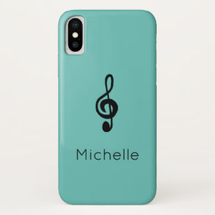 Muzieksymbool Treble Clef Blauwgroen Green iPhone X Hoesje
