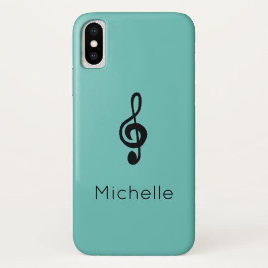 Muzieksymbool Treble Clef Blauwgroen Green Case-Mate iPhone Case (Achterkant)