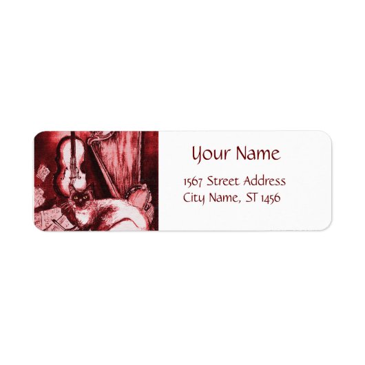 MUZIEKTE MET OWL, rood, wit Etiket (Voorkant)