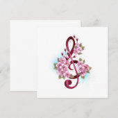 Muziektekiemen met Sakura bloemen Advieskaart (Voorkant / Achterkant)