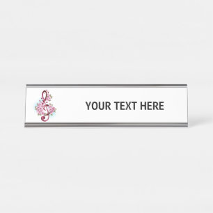 Muziektekiemen met Sakura bloemen Bureau Naambordje