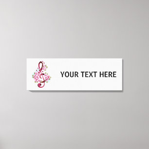 Muziektekiemen met Sakura bloemen Canvas Afdruk