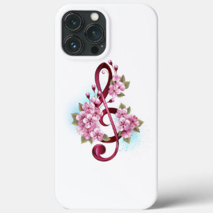 Muziektekiemen met Sakura bloemen iPhone 13 Pro Max Hoesje