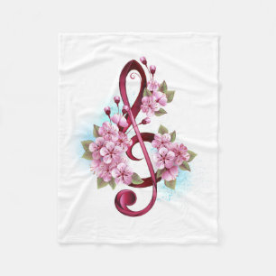 Muziektekiemen met Sakura bloemen Fleece Deken