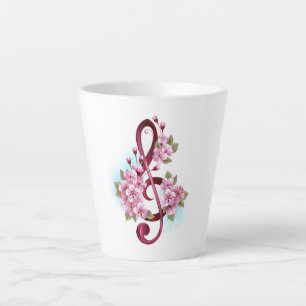 Muziektekiemen met Sakura bloemen Latte Mok