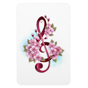 Muziektekiemen met Sakura bloemen Magneet