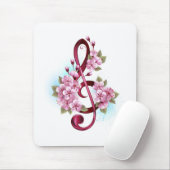 Muziektekiemen met Sakura bloemen Muismat (Met muis)