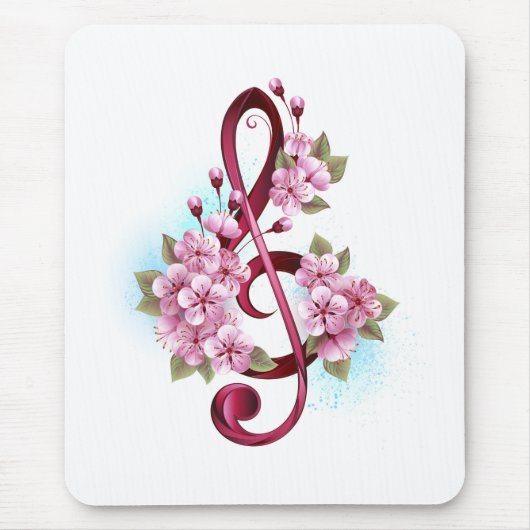Muziektekiemen met Sakura bloemen Muismat (Voorkant)