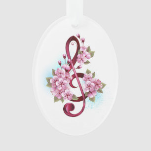 Muziektekiemen met Sakura bloemen Ornament