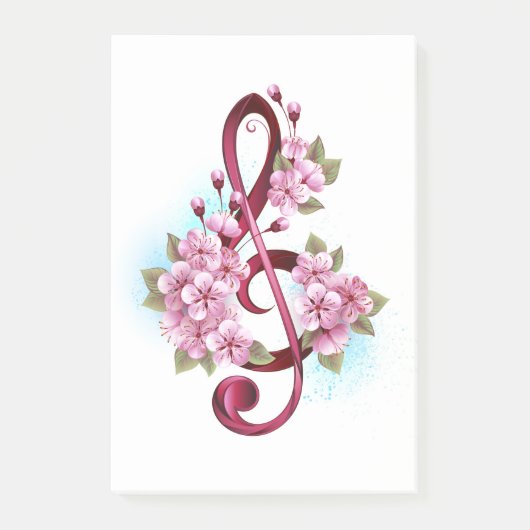 Muziektekiemen met Sakura bloemen Post-it® Notes (Voorkant)