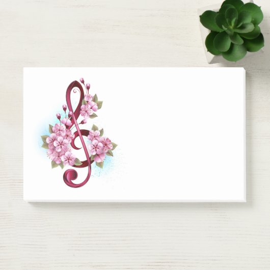 Muziektekiemen met Sakura bloemen Post-it® Notes (Kantoor)