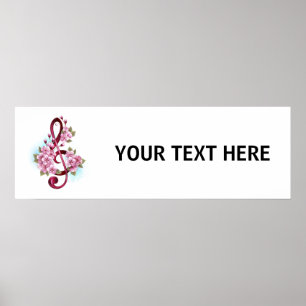 Muziektekiemen met Sakura bloemen Poster