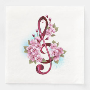 Muziektekiemen met Sakura bloemen Servet