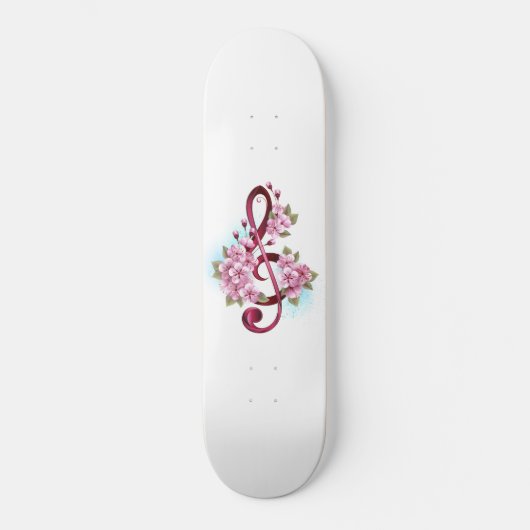 Muziektekiemen met Sakura bloemen Skateboard (Voorkant)