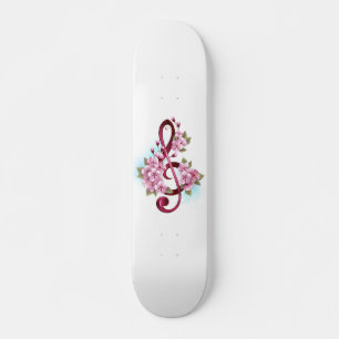 Muziektekiemen met Sakura bloemen Skateboard