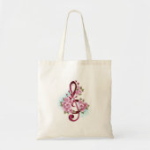 Muziektekiemen met Sakura bloemen Tote Bag (Voorkant)