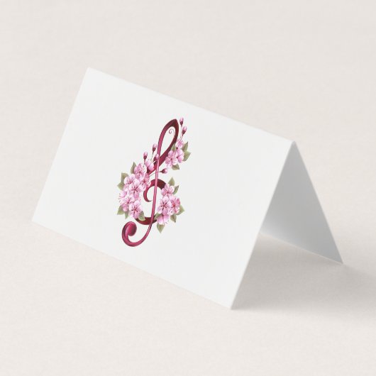 Muziektekiemen met Sakura bloemen Visitekaartjes (Voorkant)