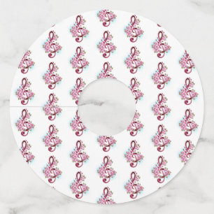 Muziektekiemen met Sakura bloemen Wijnglaslabel