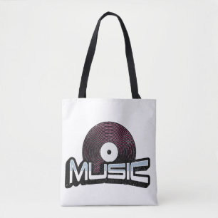 Muziektekst met vinylplaat draagtas
