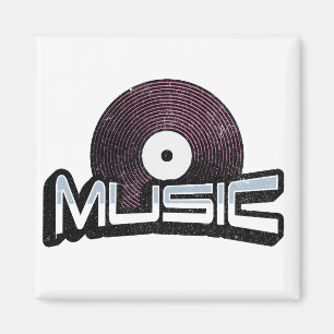 Muziektekst met vinylplaat magneet