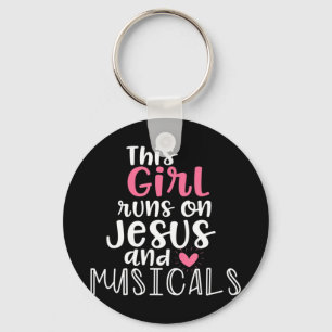 Muziektheater Gifts Teen Girl loopt op Jesus Musi Sleutelhanger