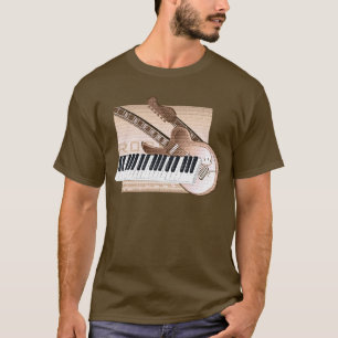 Muziekthema Ontwerp T-shirt toetsenbord gitaar