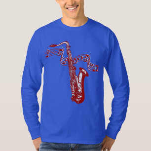 Muziekthema Red Saxophone en notities T-shirt