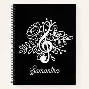 Muziektijdschrift Treble Clef Flowers Musician Notitieboek
