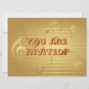 Muziekuitnodiging - Gold Music Note Invitation Kaart
