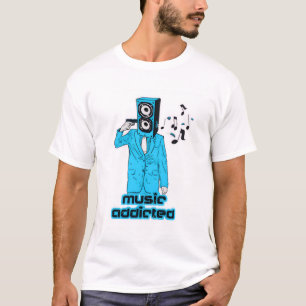 Muziekverslaafd Grafische T-Shirt – Trendy Witte T