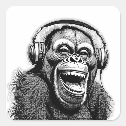 muziekwagen vierkante sticker (Voorkant)