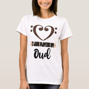 Muzikaal Hart in Bass Sleutel Ik Houd van Mijn Oud T-shirt