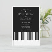 Muzikaal piano zwart en wit muziek pianorecital kaart (Staand voorkant)