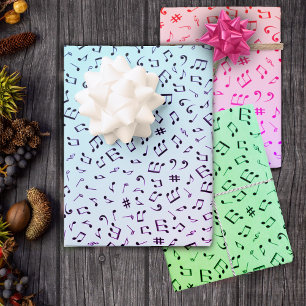 Muzikaal thema Diverse kleurrijke Muzieknoten Inpakpapier Vel