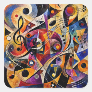 Muzikale Abstracte Kunst Kandinsky Stijl Vierkante Sticker